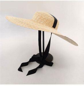 Oversized Brim <b>Straw</b> <b>Hat</b> Windproof Tethered Sun <b>Hat</b> Elegant Street Photography Flat Cap - Product Image 4