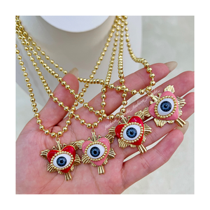 2024 nueva moda Unisex colgante cobre corazón chapado en oro collar mal de ojo para fiestas regalo para mujeres niños alta calidad - Product Image 1