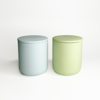 Bocal à Bougie Cylindrique en Céramique de Luxe Unique 12oz Mat, Vases Modernes Vides avec Couvercles