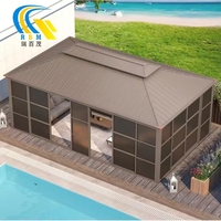 Gazebo à toit rigide permanent, solarium, acier galvanisé, double toit, écran extérieur en aluminium, véranda pour patio, terrasse