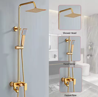 Robinet thermostatique monocommande en aluminium spatial avec douchette à effet pluie coulissante de 15 cm pour salle de bain