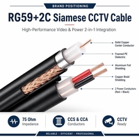 Câble coaxial CCTV siamois RG59+2C en gros, 96 brins, blindé CCS, pour caméra analogique et DVR