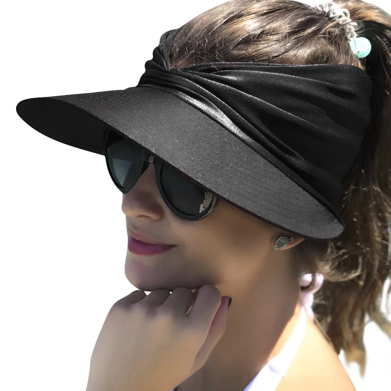 Chapéu de verão para mulheres, chapéu com viseira de sol, boné de verão com elástico anti-UV, boné de sol para mulheres e meninas, novidade
