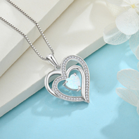 QX Usine En Gros Oem Logo Personnalisé 925 En Argent Sterling Amour Coeur Opale Pendentif Collier pour Saint Valentin Cadeau Petite Amie