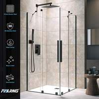 Ensemble de robinetterie de douche monocommande noir mat avec pommeau de douche carré, douchette à main, système de douche mural en laiton et acier inoxydable de 10 pouces pour hôtel