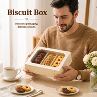 Boîtes à biscuits personnalisables en carton ivoire jetable avec fenêtre pour emballage de pâtisserie