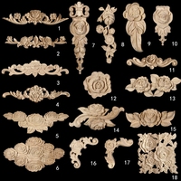 Apliques de Madera Tallada, Adornos Decorativos para Muebles, Rosetones Decorativos de Madera Tallada sin Pintar para Decoración del Hogar