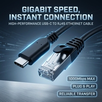 Kabel Ethernet USB-C ke RJ45, Kabel LAN Gigabit 100Mbps 1000Mbps Tipe C ke RJ45 untuk Laptop, Ponsel, Tablet