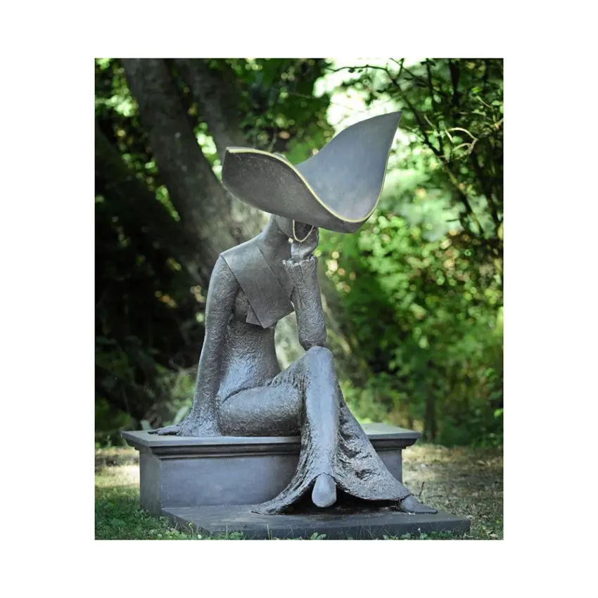 Bronze Lady Silent Meditation Sculpture Famous Custom High Quality Modern Style Outdoor Decoration Statue For Home Garden