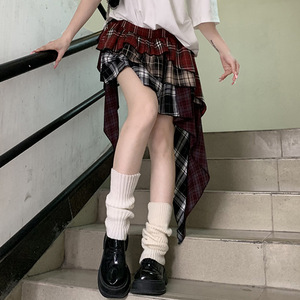 Set rok trendi 2 potong, set kaus lengan pendek perca dan rok Mini kotak-kotak, set rok serasi dua potong untuk wanita - Product Image 2