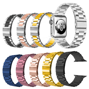 Top Ventas Tres Beads18mm 20mm 22mm Correa de reloj inteligente de acero inoxidable para Galaxy <span class=keywords><strong>Watch</strong></span> 4/5/6 <span class=keywords><strong>Huawei</strong></span> GT4 <span class=keywords><strong>Watch</strong></span> Band - Product Image 1