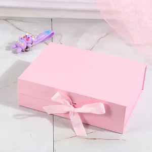 Benutzer definierte recycelte Faltpapier Flat Box Benutzer definierte Logo Luxus Pappe Lagerung Verpackung Magnetband Geschenk boxen für die Hochzeit