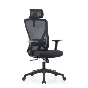 Kursi sandaran tangan yang dapat diatur, kursi penerimaan kantor ergonomis putar modern dengan sandaran kepala