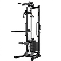 Station de musculation multifonction noire pour la maison, machine Smith, entraîneur à câbles croisés, rack d'entraînement en acier