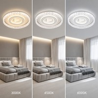 Ventilateur de plafond encastré avec cadre en cristal, silhouette de cœur, moteur à trois vitesses, température de couleur réglable, pour la maison