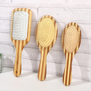 Cojín de aire de bambú natural con logotipo personalizado, peine de masaje, agujas de acero, alfileres, cepillo de pelo de paleta, extensión de peluca, cepillo de pelo desenredante - Product Image 2