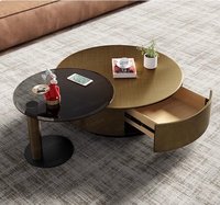 Table basse ronde moderne minimaliste italienne en acier inoxydable pour petit appartement de luxe, meubles de maison