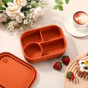 Custom Logo Heatable Simple BPA Free Silicone Food Storage Container <b>Compartment</b> Meal Prep <b>Box</b> Reusable Eco-friendly - Product Image 4