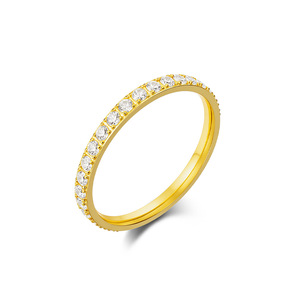 แหวนเพชรผู้หญิง 2 มม. ทรงกลมเจียระไนแบบบริลเลียนท์ สีทองเหลือง สีโรสโกลด์ แหวนนิ้วก้อย สำหรับใส่ทุกวัน - Product Image 1