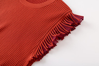 Robe mi-longue plissée sans manches noire à col rond, patchwork, tricotée, sculptante, pour femme, vente en gros d'usine