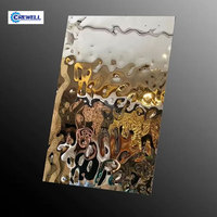 Miroir décoratif mural en acier inoxydable chromé à revêtement en zinc, effet vague d'eau, plusieurs tailles, moderne et durable