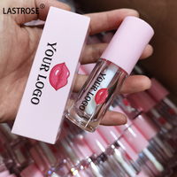 Emballage de gloss à lèvres avec applicateur à gros pinceau, vente en gros, faible MOQ, luxe, blanc rose, grand pinceau, tube vide pour gloss à lèvres