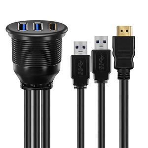 Double USB 3.0 et HDTV mâle à femelle Câble d'extension embarqué pour voiture Support USB 3.0 pour tableau de bord pour voitures bateaux motos - Product Image 2