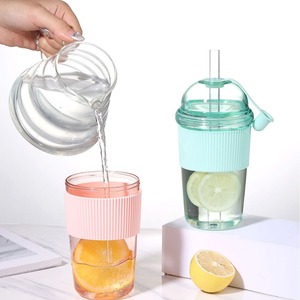 Gobelet en plastique transparent à <span class=keywords><strong>double</strong></span> <span class=keywords><strong>paroi</strong></span> de 430 ml, design mignon, <span class=keywords><strong>tasse</strong></span> à boire d'été avec paille, utilisation à domicile, mariages, tasses à thé, bière - Product Image 2