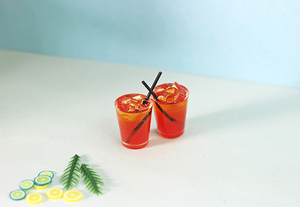 1/6 1/12 <span class=keywords><strong>maison</strong></span> de poupée Simulation Miniature Mini Fruit citron thé boisson jouet tasse modèle décor - Product Image 2