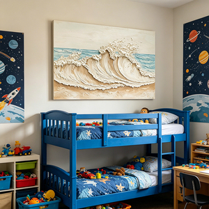 Quadro <span class=keywords><strong>su</strong></span> <span class=keywords><strong>Tela</strong></span> 3D con Onde Oceaniche Spesse e Texturizzate per Soggiorno, Camera da Letto, Decorazione Domestica - Product Image 2