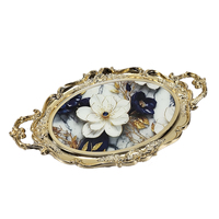 Plateau de service de luxe en gros pour bijoux, plateau décoratif à bordure dorée, plateau de service élégant, présentoir à bijoux