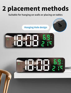 Large Screen Adjustable Brightness <b>Electronic</b> LED Digital Alarm Clock Modern Design Snooze Function Week <b>Calendar</b> for Home - Product Image 5