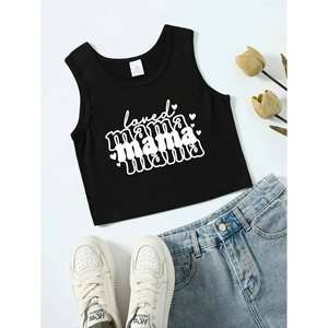 Vêtements élégants pour femmes personnalisables LAVED MAMA MAMA MAMA, haut sans manches à motifs imprimés tendance. Nouvelle coupe ajustée - Product Image 4