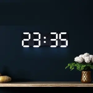 CHEETIE CP120 Factory Outlet Wall LED Alarm Digital Luxury White Number Time Lámpara 3D con reloj