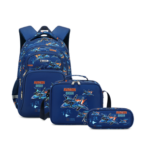 Ensemble personnalisé 3-en-1 : Sac à dos imperméable pour enfants avec motif avion de ligne marine, sac à déjeuner et trousse à crayons pour garçons - Product Image 2