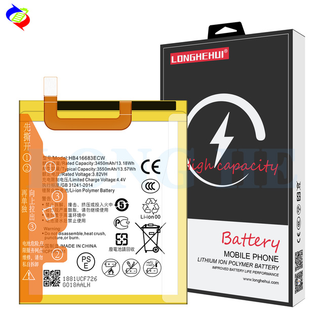 HB416683ECW Battery for Huawei Nexus 6P H1511 H1512 Rechargeable Mobile Phone