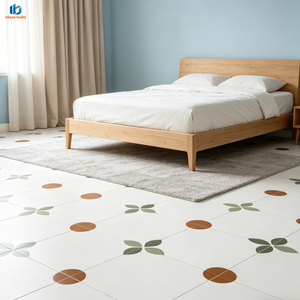 Nueva Llegada: Azulejo de Porcelana de Alto Brillo 800x800mm Blanco Verde Trébol de 4 Hojas para Cafetería - Product Image 4