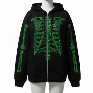 Direct Factory Wholesale Custom Brand Men's Pullover Hoodie Solid <b>Rhinestone</b> Fleece <b>Fabric</b>-Polyester/Cotton Material Washed - Product Image 1