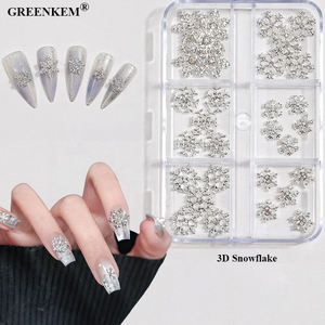 Brillant Or Argent Flocon De Neige Cloche 3D Nail Charms En Gros AlloyHollow Cut Out Design Noël Nail Art Décoration - Product Image 4