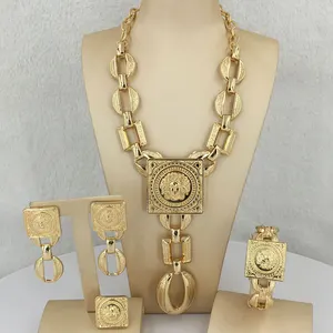 Yumingglai – ensembles de bijoux en plaqué or italien 18k, bijoux de créateur pour femmes FHK13577