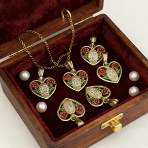 Grosir liontin tembaga wanita lapis emas 14k klasik Pop romantis hati mawar 26 huruf liontin Colgante de letra 2026 - Product Image 4