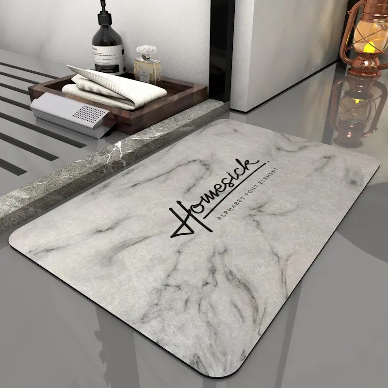Tappetino da bagno in pietra di marmorizzazione in Diatomite antiscivolo con asciugatura rapida acqua di nuovo Design