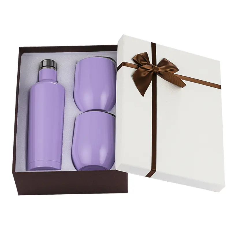 Großhandel Promotion 12oz Wein becher Gläser 17oz Weinflasche doppelwandig Edelstahl Wein Set