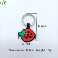 Keychains OKSILICONE Personalised Strawberry Design Keychains Soft Back Blank Color PVC Key Holder For Print Logo