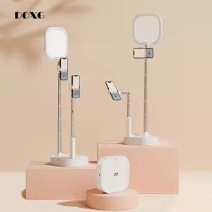 Doxg suporte de led para celular, suporte portátil para lâmpada de celular, flexível, bastão de selfie, com tripé e suporte