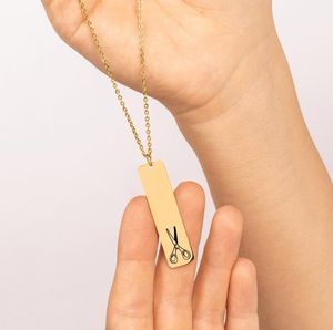 Collar de Barra Vertical con Tijeras Chapado en Oro de 18k, Acero Inoxidable 316L, Collar <span class=keywords><strong>Bisexual</strong></span> WLW, Joyería del Orgullo LGBT - Product Image 3