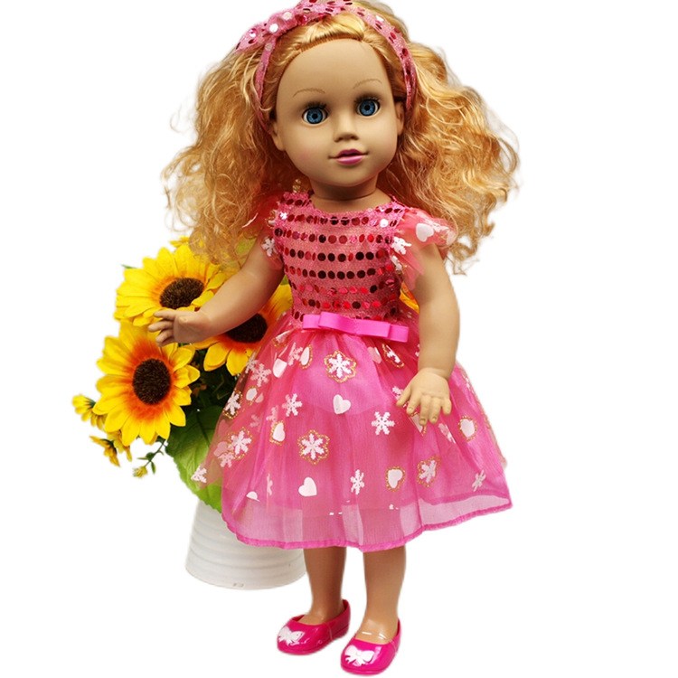 Neuankömmling 18 Zoll 45 cm American Doll Reborn Baby puppe mit dickem Perücken haar für Mädchen Geschenk American Girls Doll Clothes