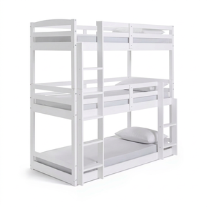 Modern Kids Bedroom Apartment Furniture <b>Solid</b> <b>Wood</b> Separable Triple Murphy <b>Bunk</b> <b>Bed</b> Easy Assembly Home School Children's Comfort - Product Image 1
