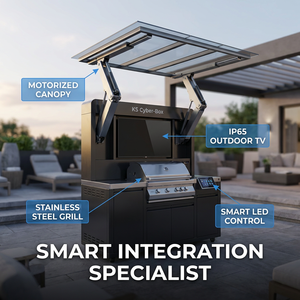 Collection de pods de barbecue professionnels modernes et robustes pour l'extérieur, cuisine modulaire en acier inoxydable avec réfrigérateur intégré et barbecue à gaz - Product Image 5