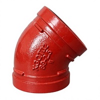 Coude rainuré à 45 degrés pour systèmes de protection incendie en fonte ductile, installation rapide